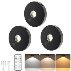 3 Light/6 Light Set, LED, Ultra-Thin 2Cm 0.7Inch, Remote Control, Lens, Rechargeable, Magnetic Installation, Cabinet Light, Display Case Light for Figurines, Black