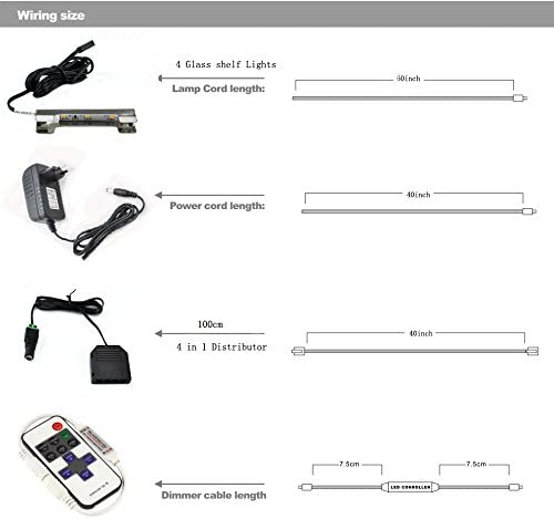 Aiboo LED Glass Edge Clip Light Glass Shelf Lights with Remote Controller and US Power Adapter for Glass Shelf, Glass Cabinet, Countertop, Liquor Shelf, Book Shelf Decorative Lighting