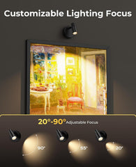 Zoomable Spot Lights Indoor, Rechargeable Picture Light with Remote, Dimmable CCT Spotlight for Wall Art, 6000mAh Uplights with Timer for Plant Artwork Painting Sofa Corner Black 2Pack