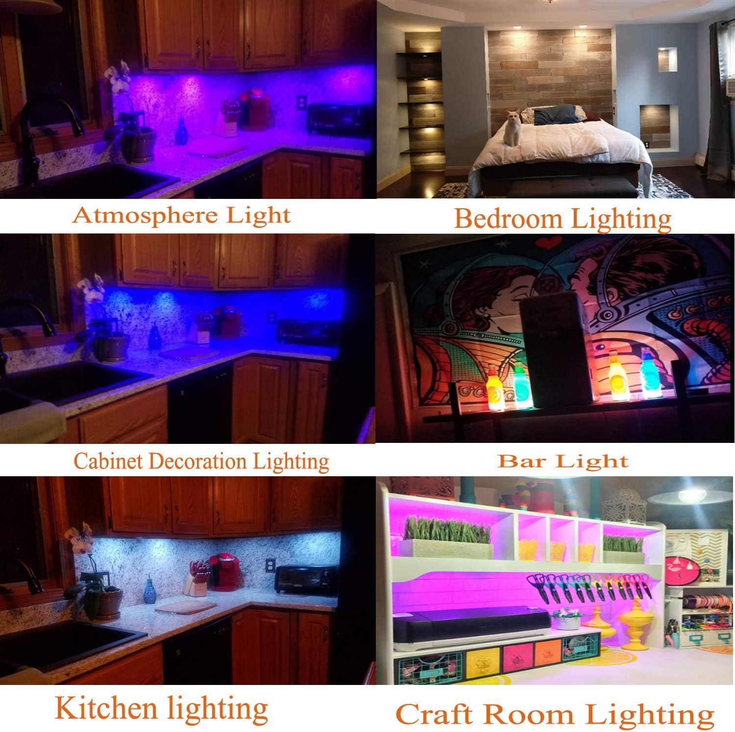 AIBOO RGBW RGB+White/RGB+Warm white Color Changing Under Cabinet LED Lights Kit Remote Puck Lamps for Kitchen Counter Ambiance Lighting ( 6 Lights,18W)