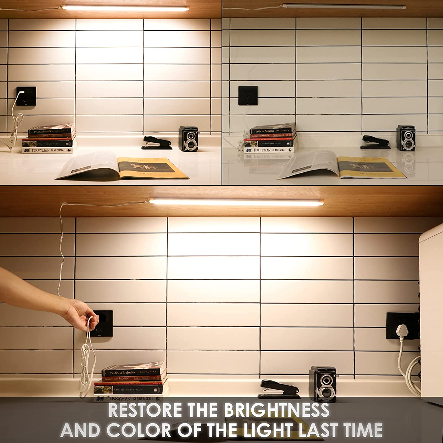Dimmable 11 inches LED Under Cabinet Light Bar with 3 Colors – AIBOO