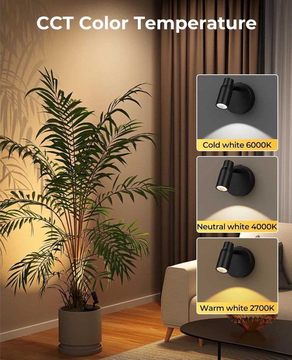 Zoomable Spot Light Indoor, Rechargeable Picture Light with Remote, Dimmable CCT Spotlight for Wall Art, Battery Uplight Indoor with Timer for Plant Artwork Painting Sofa Corner 1PC - wall sconce - AIBOO