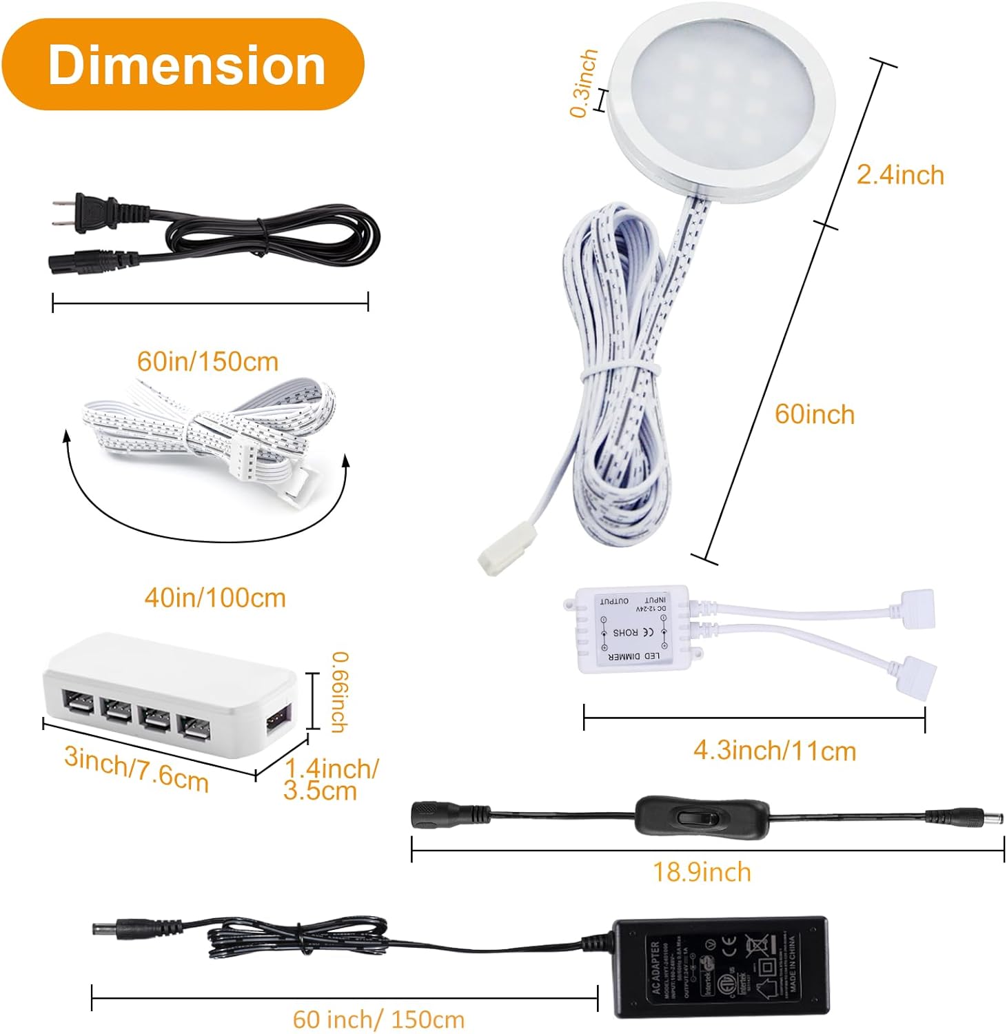 Lot de 12 lumières LED RGBWW sous armoire à changement de couleur avec télécommande pour armoire de cuisine, étagère, vitrine, 20 couleurs statiques et 6 modes dynamiques à distance