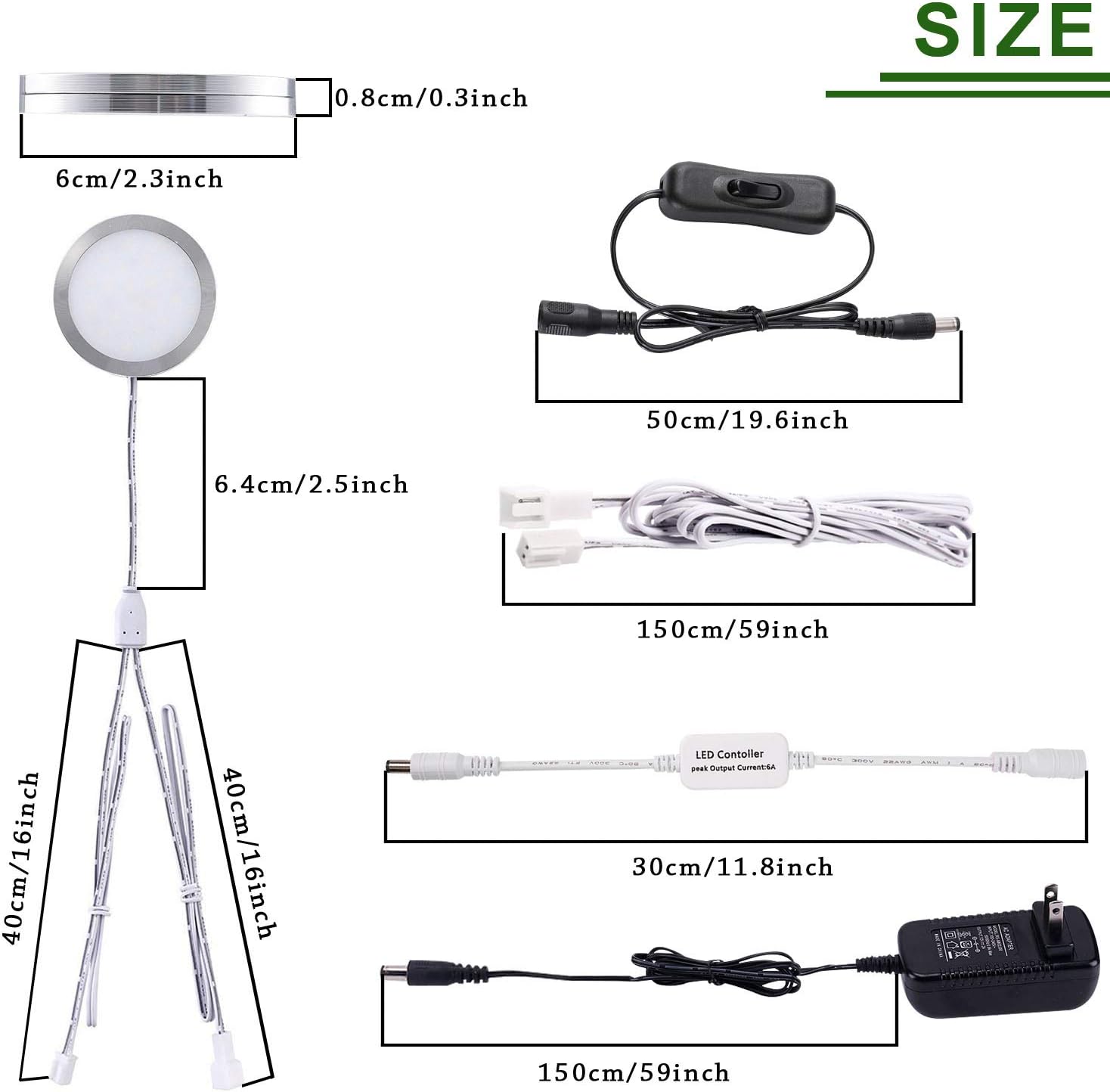 Éclairage LED sous armoire 12 V fin en aluminium à intensité variable avec télécommande RF et adaptateur secteur homologué ETL pour éclairage d'accentuation (4 lumières, blanc chaud) 