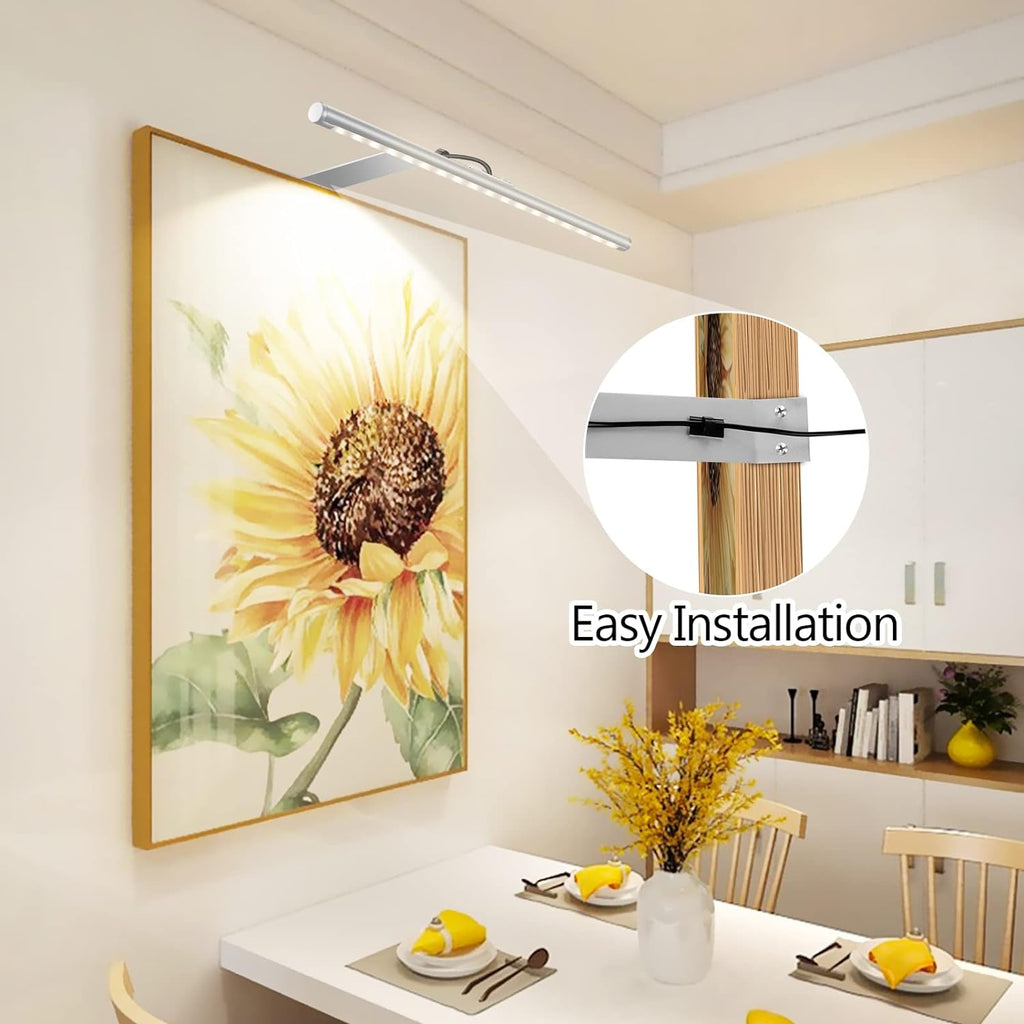 Remote Control LED Picture Light with Rotatable Light Tube, Dimmable Painting Light with Timer, Dart Board Light Plug and Play Display Light