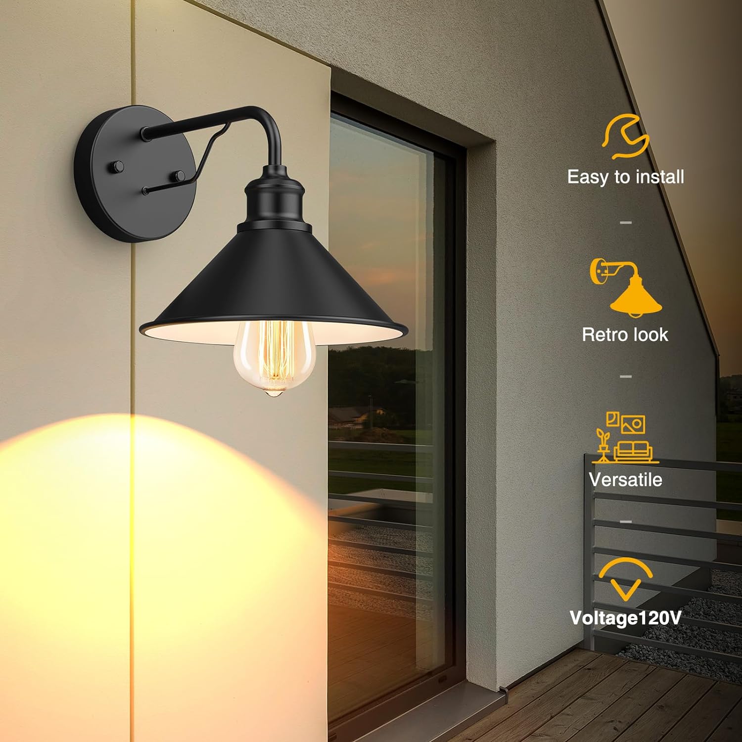 Aiwen 17.71" Vintage Industrial Wall Sconce, 2-Light Brass Wall Lamp With Fabric Shade, E12 Bulb Base, Classic Farmhouse Wall Lighting For Bedroom, Living Room, Hallway