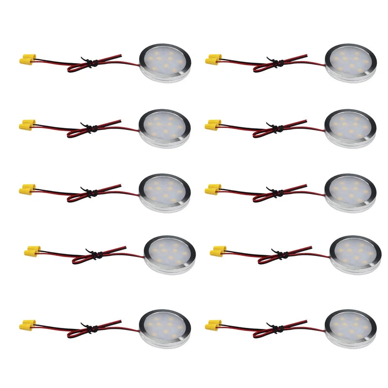 12 V LED-Unterbaubeleuchtung, schlankes Aluminium, 2 W, 30 cm, festverdrahtet, runde, flache Puck-Leuchten für die Beleuchtung von Küchentheken