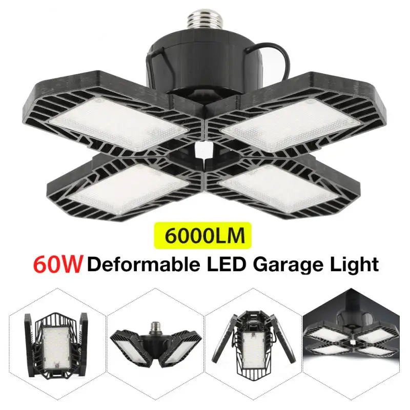 LED Garage Light E26/E27 Industrial Lamp110-265V High Bay Lighting Angle Adjustable 360° Deformable For Workshop Warehouse