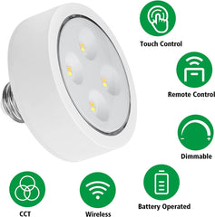 Screw in Puck Lights, E26 Puck Lights with Remote, 2 Pack Battery Powered Puck Lights with Screw in Base for Non-Hardwired Wall Sconces Fixtures ( Batteries Not Included )
