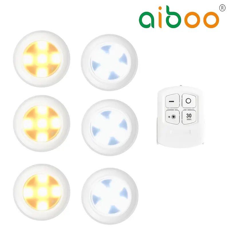 3-Light/6-Light LED Set, Remote Control, Battery-Powered, Warm White or Cool White Light Options, Cabinet Lights, Suitable for Kitchen Cabinets, Display Cabinets for Action Figures, Showcase Cabinets, Bedrooms, and Kitchens (Batteries Not Included)