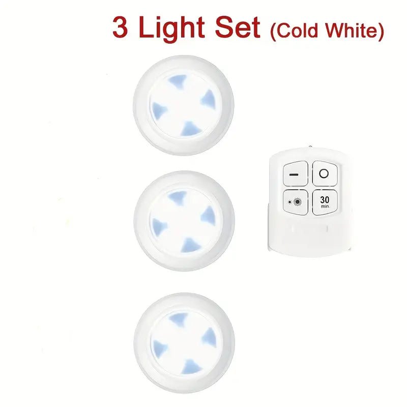 3-Light/6-Light LED Set, Remote Control, Battery-Powered, Warm White or Cool White Light Options, Cabinet Lights, Suitable for Kitchen Cabinets, Display Cabinets for Action Figures, Showcase Cabinets, Bedrooms, and Kitchens (Batteries Not Included)
