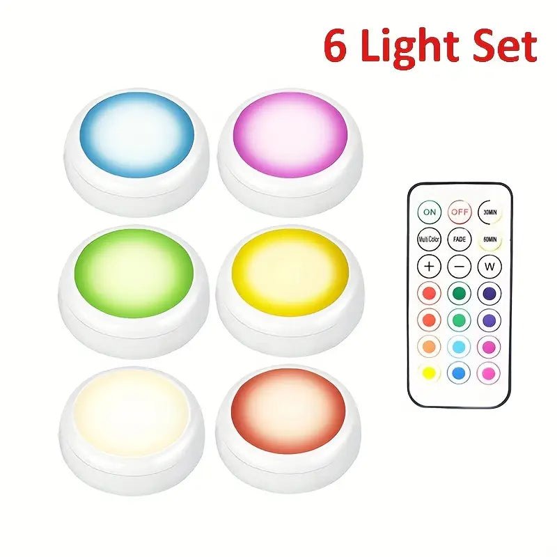 3pcs/6pcs Set, LED. Remote Control, RGBW 16 Adjustable Colors, Battery Powered, Cabinet Light, Night Light, Range Light, Decorative Light, Bedroom, Living Room,(Excluding Batteries)