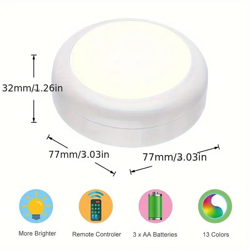 3pcs/6pcs Set, LED. Remote Control, RGBW 16 Adjustable Colors, Battery Powered, Cabinet Light, Night Light, Range Light, Decorative Light, Bedroom, Living Room,(Excluding Batteries)
