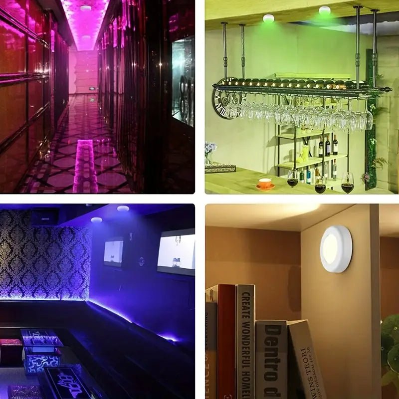3pcs/6pcs Set, LED. Remote Control, RGBW 16 Adjustable Colors, Battery Powered, Cabinet Light, Night Light, Range Light, Decorative Light, Bedroom, Living Room,(Excluding Batteries)