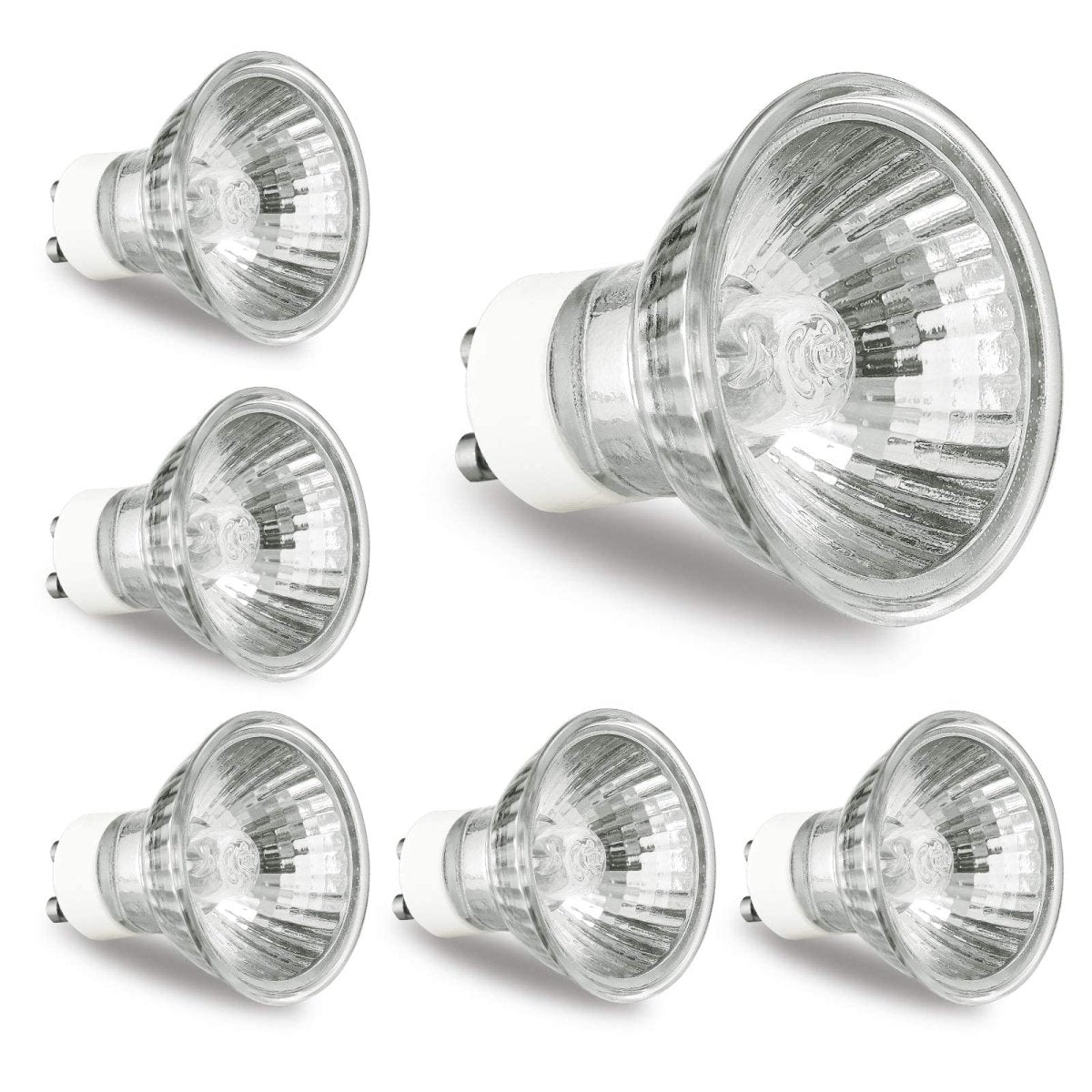 GU10 Halogen Bulb 50W Halogen Light Bulbs for Candle Warmer Lamp, GU10+C, MR16 with Glass Cover, 2700K Warm White, Dimmable, Pack of 6 - light bulb - AIBOO