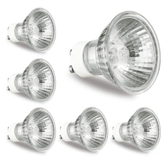 GU10 Halogen Bulb 50W Halogen Light Bulbs for Candle Warmer Lamp, GU10+C, MR16 with Glass Cover, 2700K Warm White, Dimmable, Pack of 6 - light bulb - AIBOO