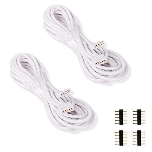 2pcs 78.7 Inches Extension Cords Cable Wire with 5 Pin Connectors for RGBW RGBWW Under Cabinet Strip Lights - extension cord - AIBOO