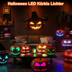 Halloween LED Pumpkin Lights - 2 - Pack with Remote Control & Timer, Battery - Operated Flameless RGB & Warm Orange Candles for Festive Decor - garden light - AIBOO