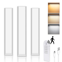 Under Counter Lights, 1800mAh Rechargeable Gun Safe Lights Motion Sensor Lights,3 Pack 8 inch Under Cabinet Lighting,3 Color Temperatures Magnetic Closet Lights for Kitchen, Stairs,Wardrobe - cabinet lights - AIBOO