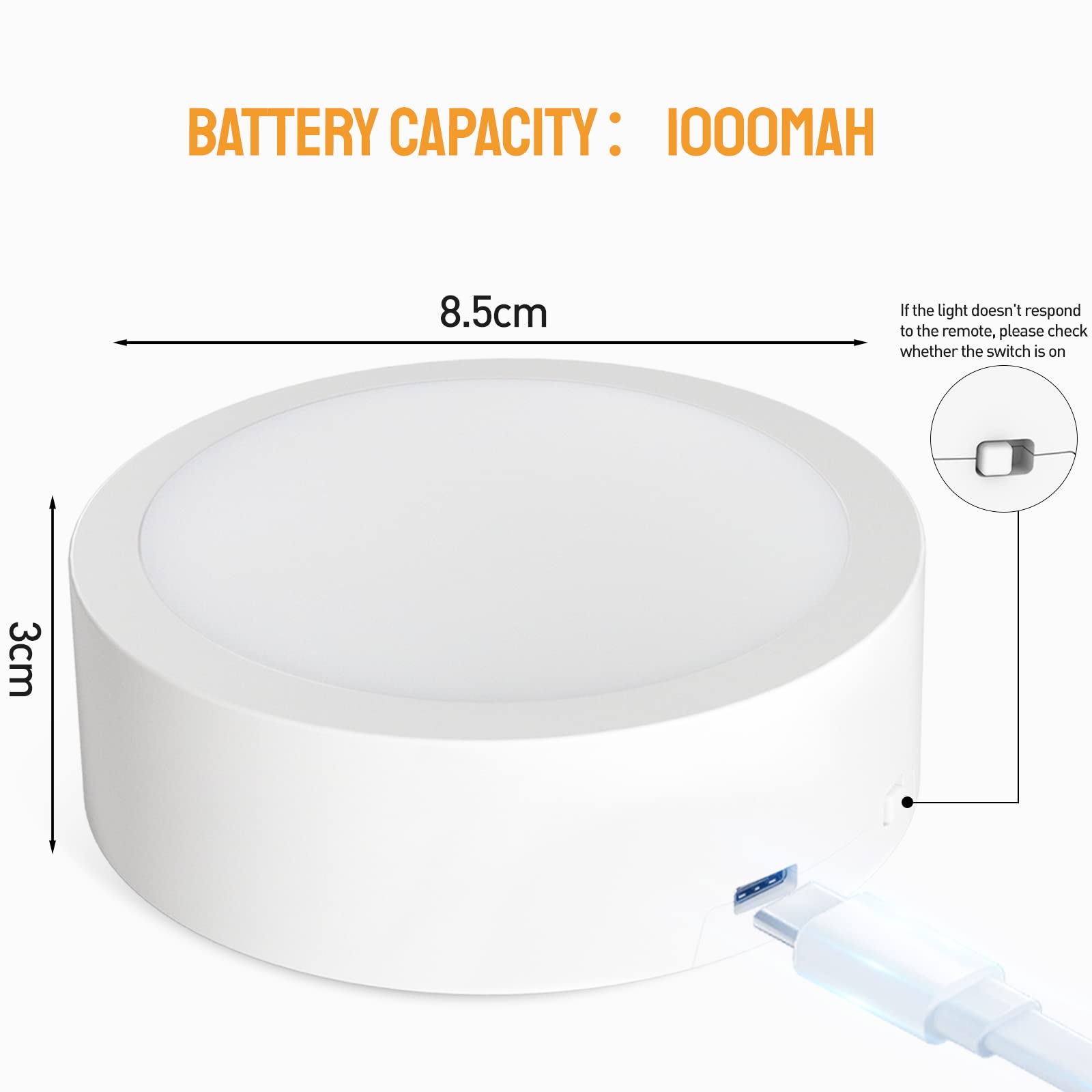 USB Rechargeable Light Bulb 2 Pack with Remote,Wireless E27 LED Light Bulb Dimmable Timer and 3 Color Temperatures,Puck Lights Bulbs E27 for Lamps,Wall Light,Home Indoor Lighting [Energy Class E] - light bulb - AIBOO