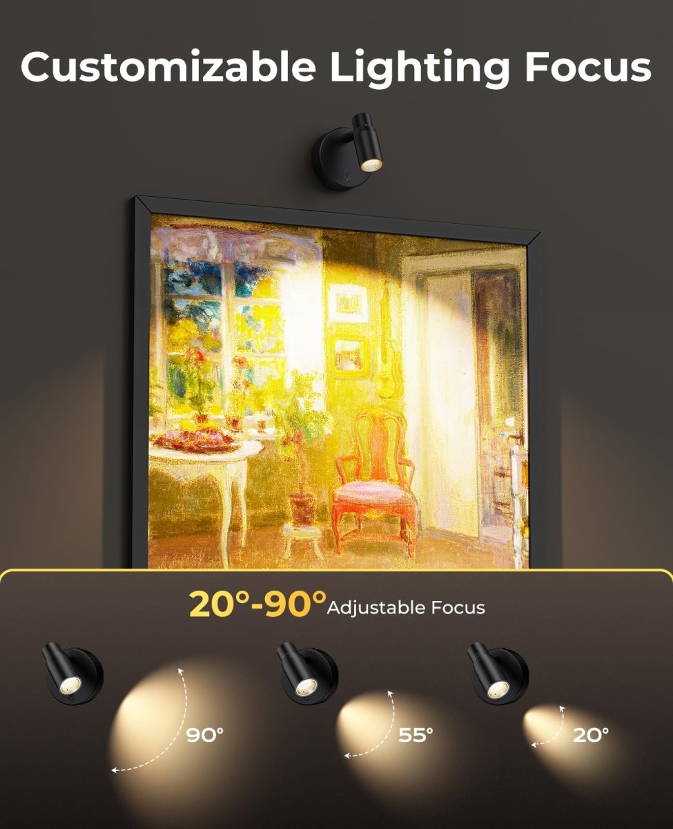 Spot Lights Indoor, Rechargeable Picture Light with Remote, Dimmable CCT Spotlight for Wall Art, Battery Uplights Indoor with Timer for Plant Artwork Painting Sofa Corner 1PC - wall sconce - AIBOO