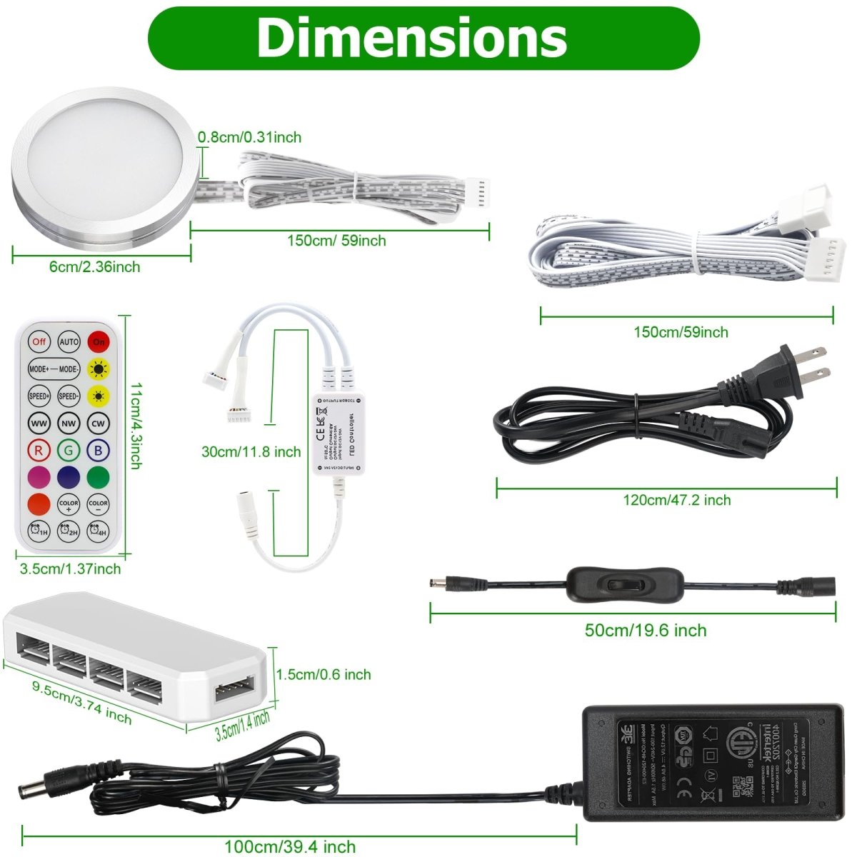 AIBOO Under Cabinet Lighting Kit, 16 Pack Dimmable RGB and CCT LED Puck Lights with Timer Function, Wireless Remote Control, Linkable Design, Ideal for Kitchen, Living Room, and Display Shelves - under cabinet lighting kit - AIBOO