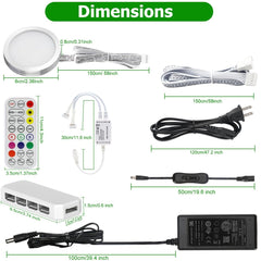 AIBOO Under Cabinet Lighting Kit, 16 Pack Dimmable RGB and CCT LED Puck Lights with Timer Function, Wireless Remote Control, Linkable Design, Ideal for Kitchen, Living Room, and Display Shelves - under cabinet lighting kit - AIBOO