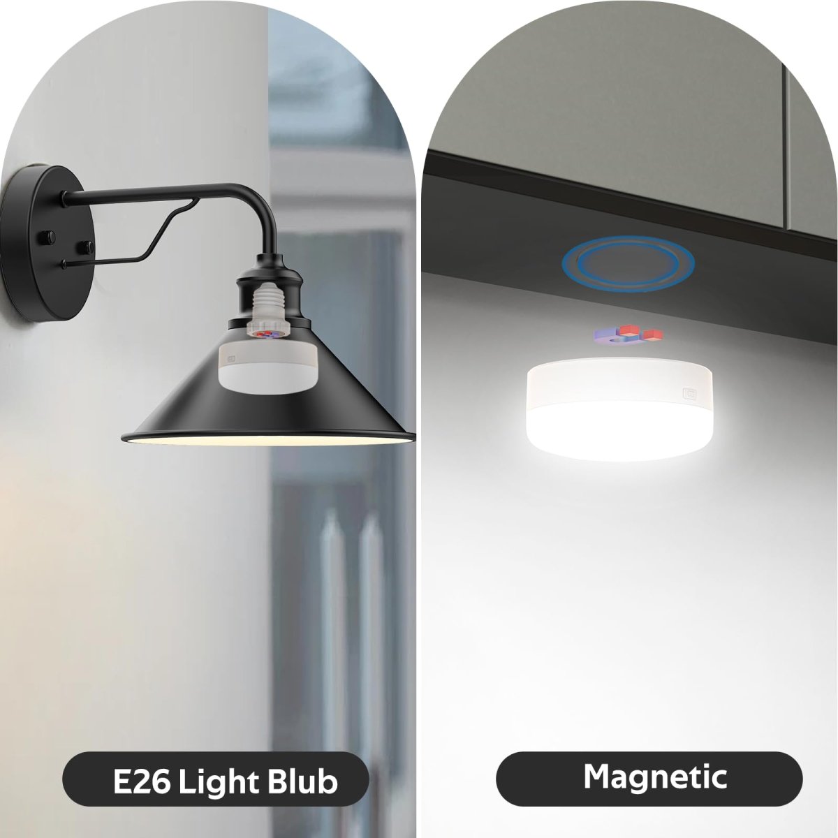 3000mAh Battery Rechargeable Light Bulbs Dimmable, 12RGB+CCT Color Changing Screw in Puck Light Bulbs, Non Hardwired LED E26 Bedroom Light Bulbs for Wall Sconce,Table Lamp(2 Pack) - light bulb - AIBOO