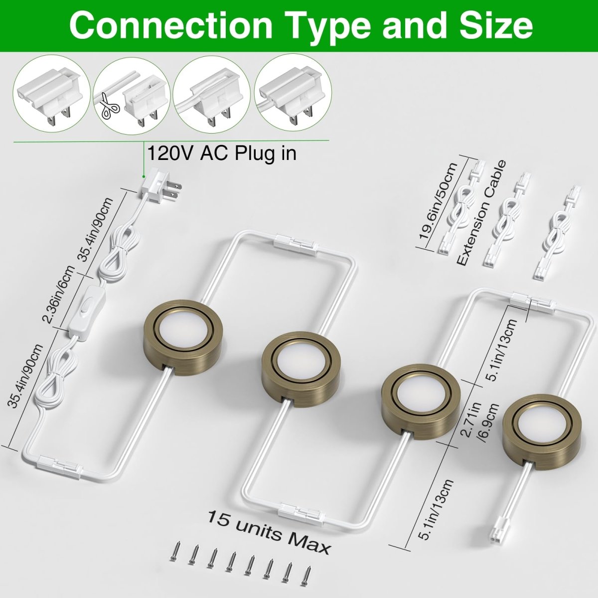 Swivel Puck Lights, Dimmable 120V LED Under Cabinet Lighting,Hardwired/Plug in for Kitchen, Closet, Display Cabinet, Shelf(Warm White/3000K) (Bronze, 4, Pack) - 120v cabinet lights - AIBOO