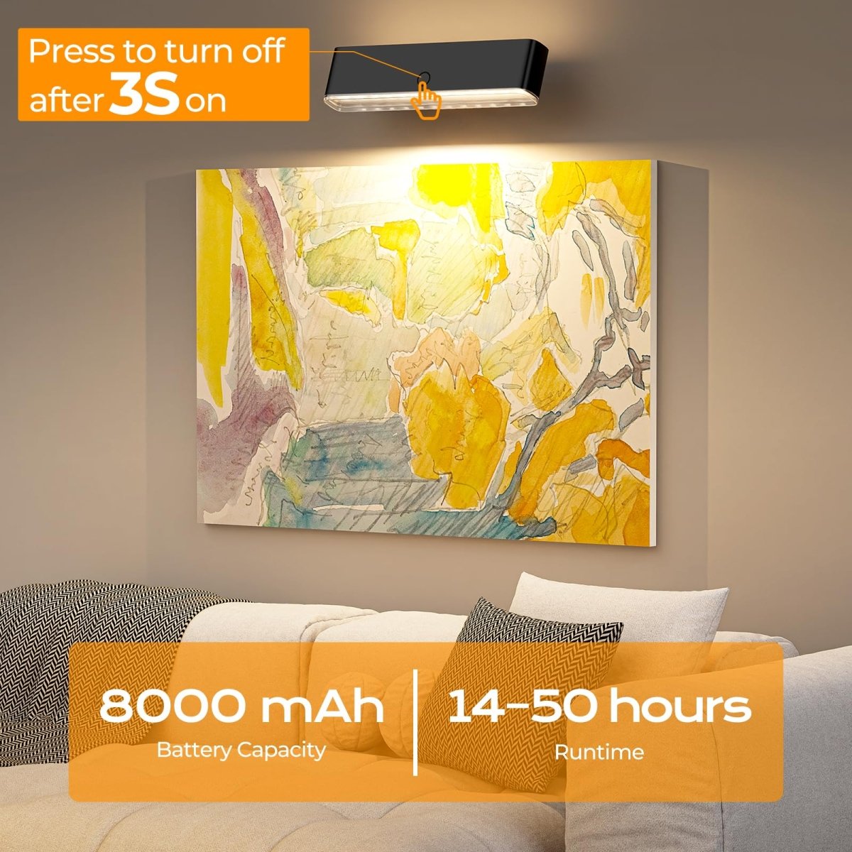 Battery Operated Wall Sconce Set of 2 Wireless Wall Lamp with Remote Control & Touch Control Rechargeable LED Wall Lights 3 Color Temperatures 360° Rotatable for Bedroom Living Room Black - wall sconce - AIBOO