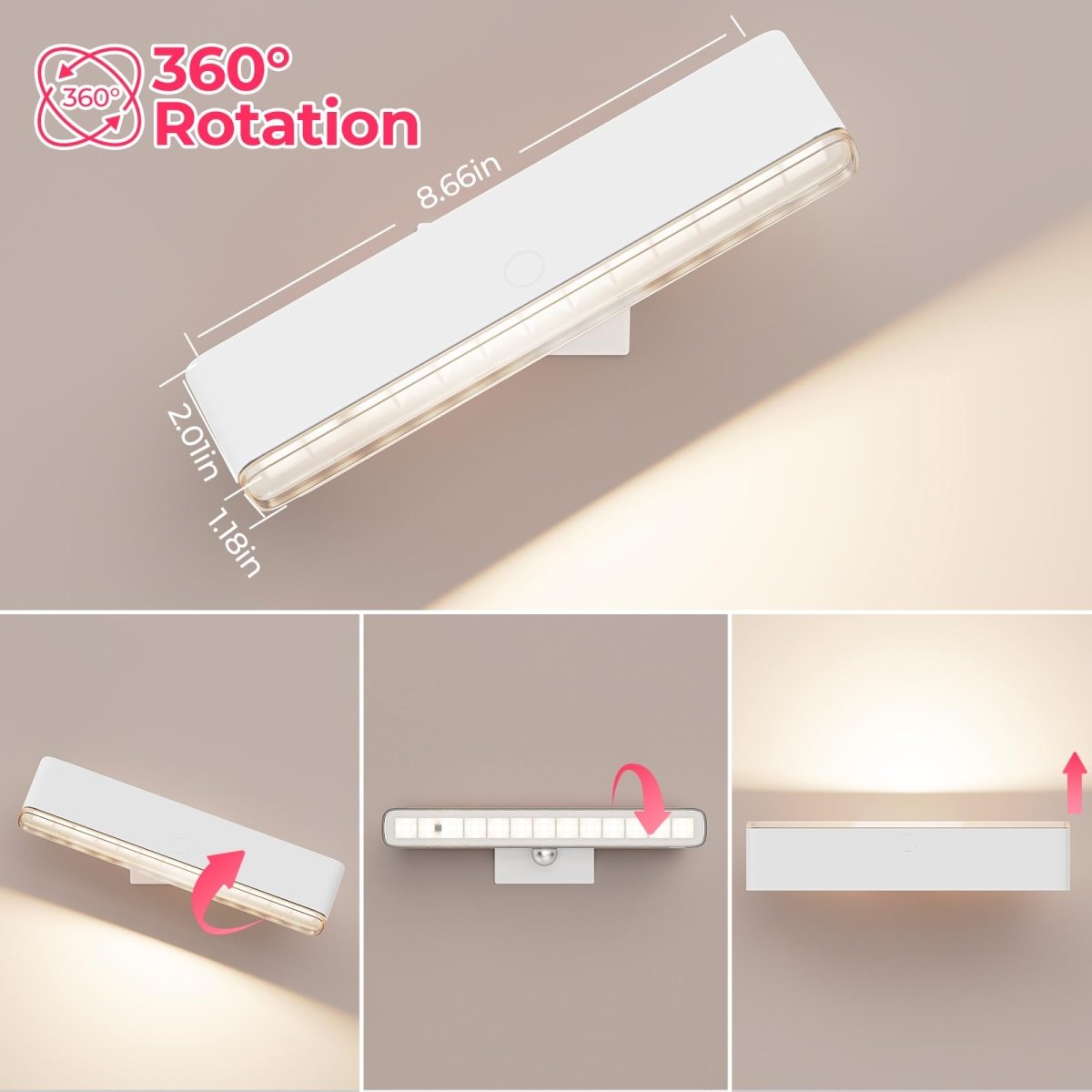 Wireless Vanity Lights for Mirror Set of 2 - 4000mAh Rechargeable Stick On Makeup Light with CCT Modes & Dimmable Brightness, Cordless Light for Mirror, Vanity, Bathroom, Renter Friendly - vanity light - AIBOO