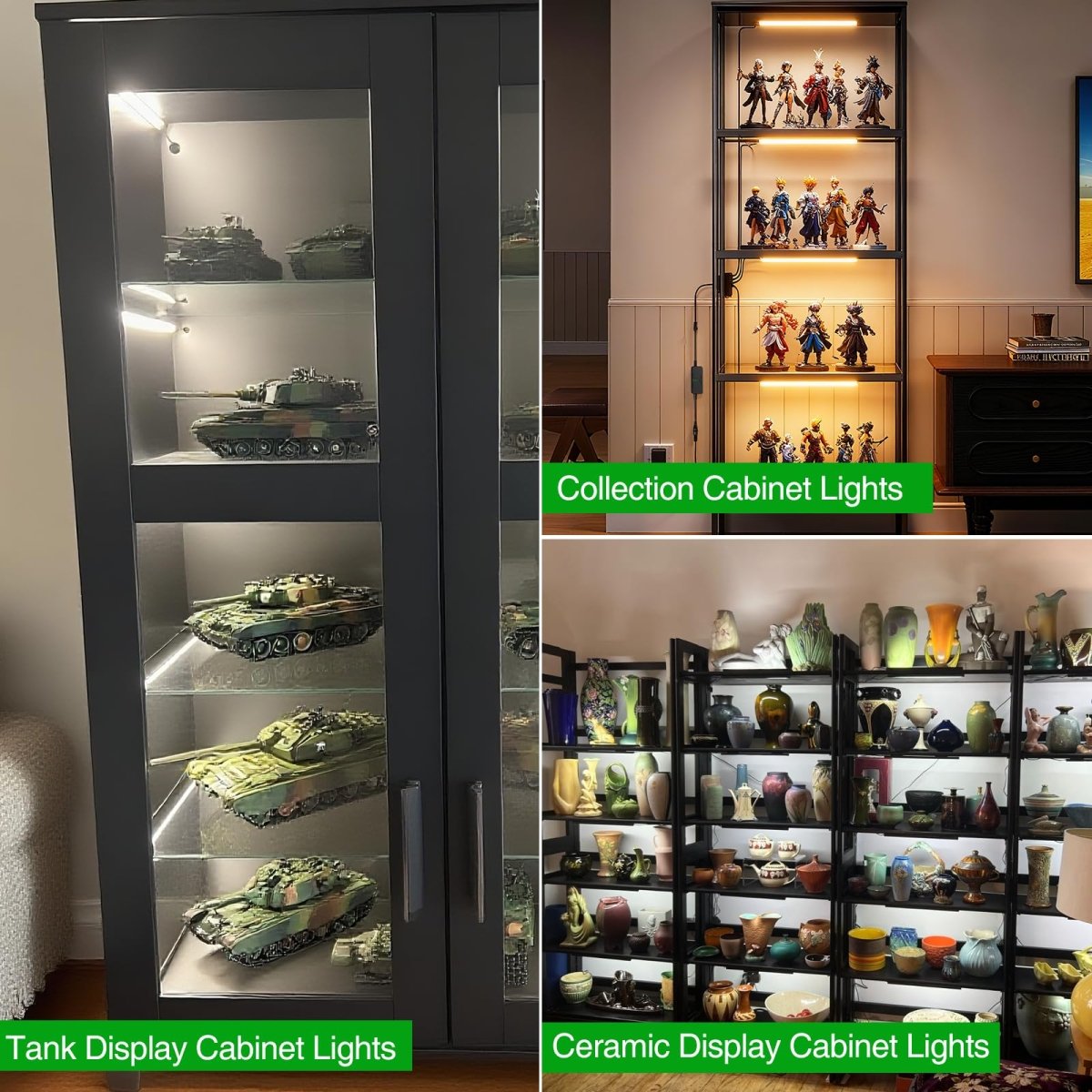 Under Cabinet Lighting, Timer & CCT with Slider Dimmer, Plug - in 12Inch 12W Lights for Gun Safe, Curio Cabinet, Kitchen, Bookshelf (4 Bars Kit) - under cabinet lighting kit - AIBOO