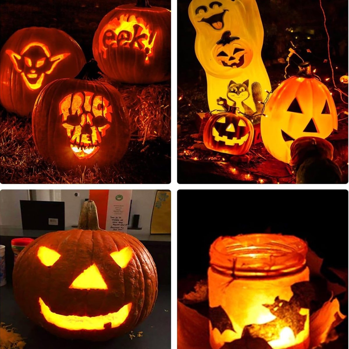 Halloween LED Pumpkin Lights - 2 - Pack with Remote Control & Timer, Battery - Operated Flameless RGB & Warm Orange Candles for Festive Decor - garden light - AIBOO