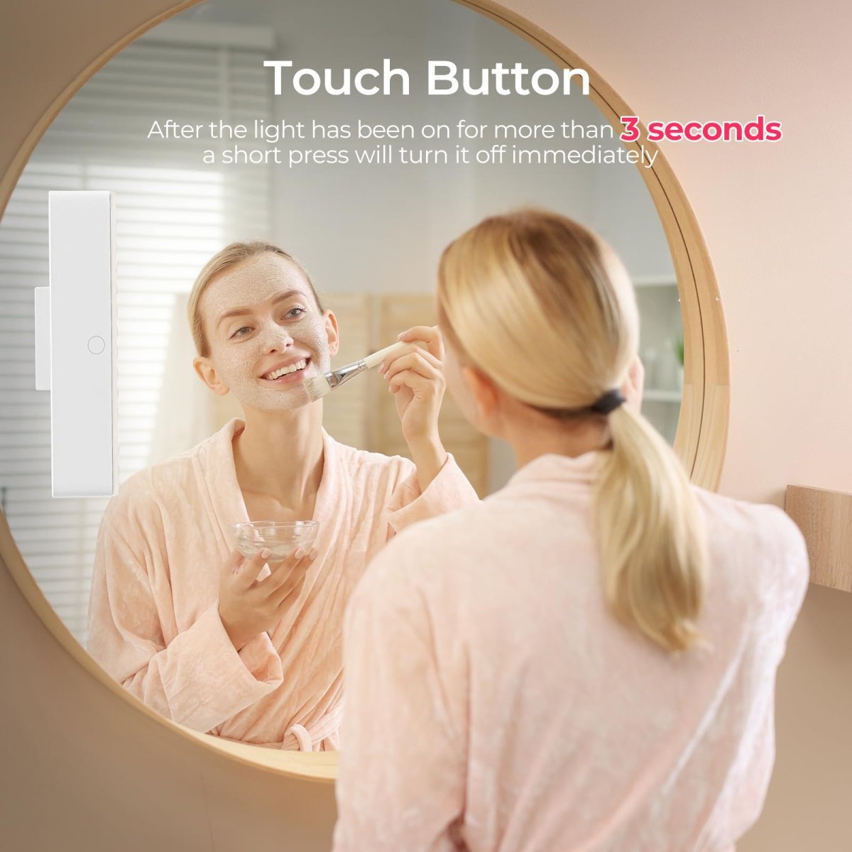 Wireless Vanity Lights for Mirror Set of 2 - 4000mAh Rechargeable Stick On Makeup Light with CCT Modes & Dimmable Brightness, Cordless Light for Mirror, Vanity, Bathroom, Renter Friendly - vanity light - AIBOO