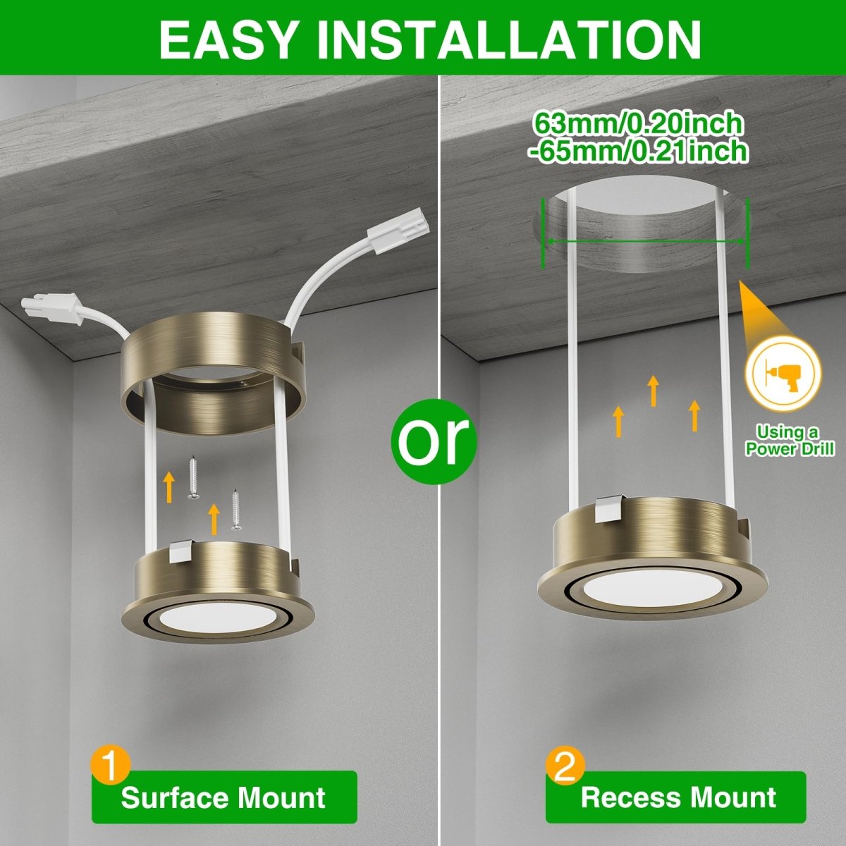 Swivel Puck Lights, Dimmable 120V LED Under Cabinet Lighting,Hardwired/Plug in for Kitchen, Closet, Display Cabinet, Shelf(Warm White/3000K) (Bronze, 4, Pack) - 120v cabinet lights - AIBOO