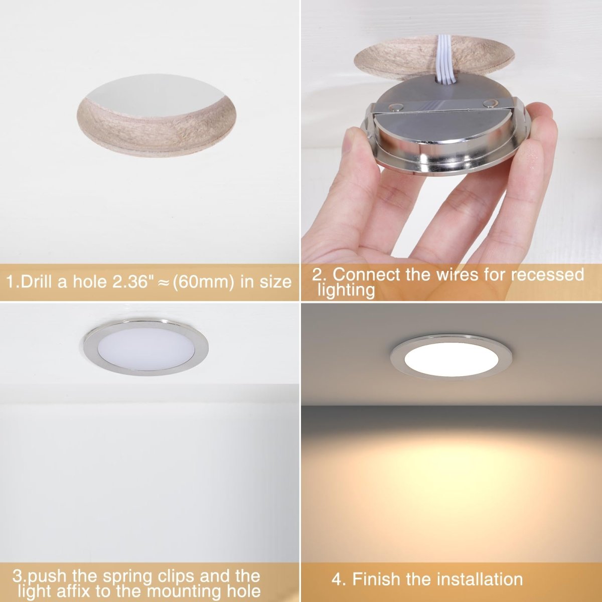 AIBOO RGB Under Cabinet Kitchen Lights 8 Pack,Downlights for Ceiling Colour Chang,Smart Under Cupboard Kitchen Lights Dimmable with Remote,Under Cabinet Light LED with Plug in or Hardwired [Energy Class E] - cabinet lights - AIBOO