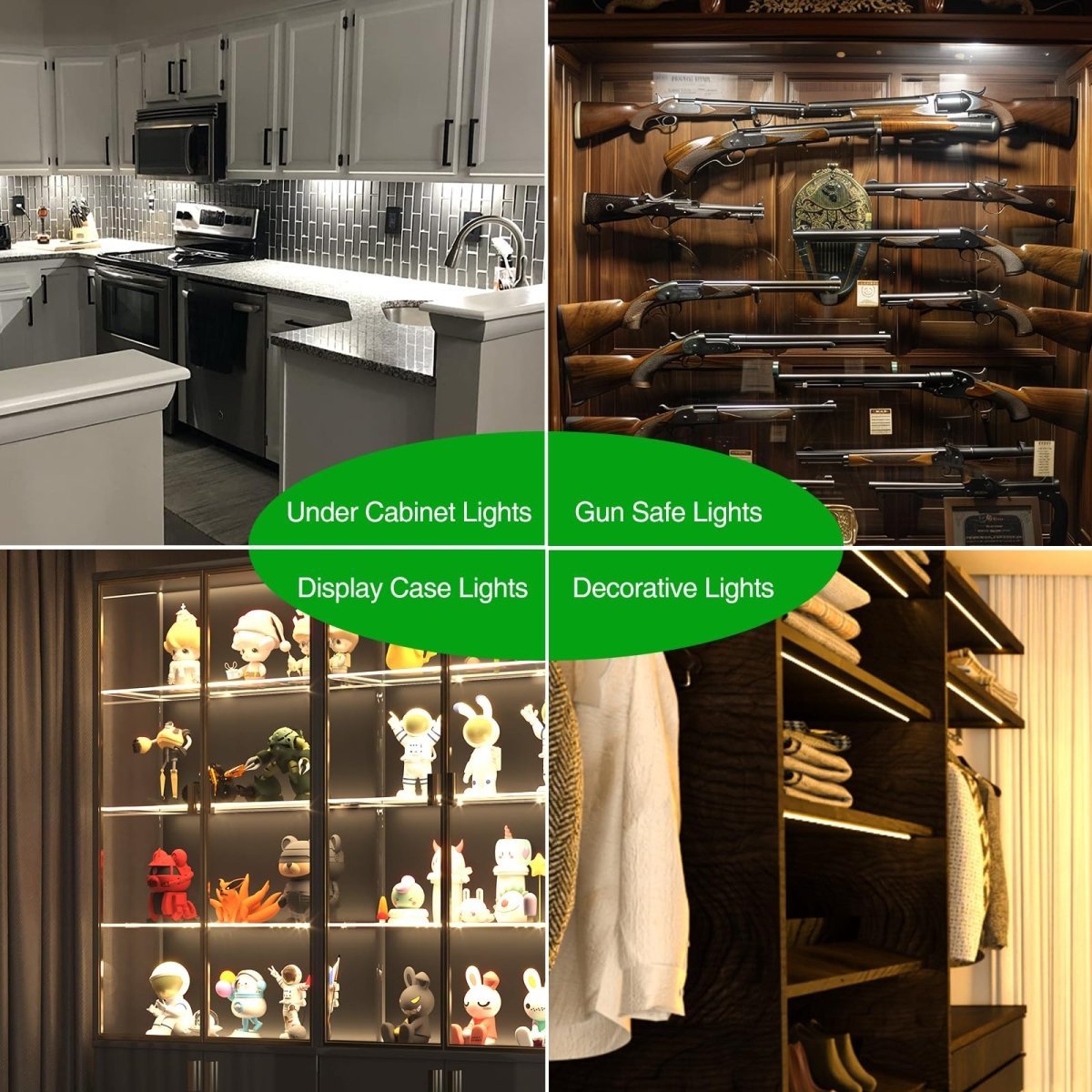 Under Cabinet Lighting, Timer & CCT with Slider Dimmer, Plug - in 12Inch 12W Lights for Gun Safe, Curio Cabinet, Kitchen, Bookshelf (4 Bars Kit) - under cabinet lighting kit - AIBOO