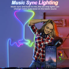 Led Neon Rope Lights with APP/Remote Control, Flexible DIY Design, Music Sync Neon Lights for Wall Decor, Outdoor IP67 Waterproof, RGB LED Strip Lights for Bedroom, Living, Gaming, Party