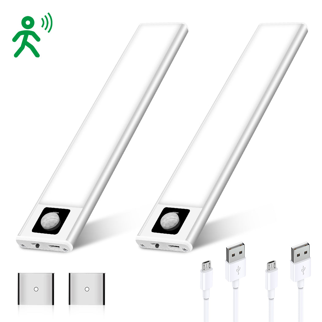 Lumières à détecteur de mouvement à LED, lumière USB sans fil rechargeable 72 LED sous les placards de cuisine avec aimant pour les lumières des placards d'escalier de garde-robe