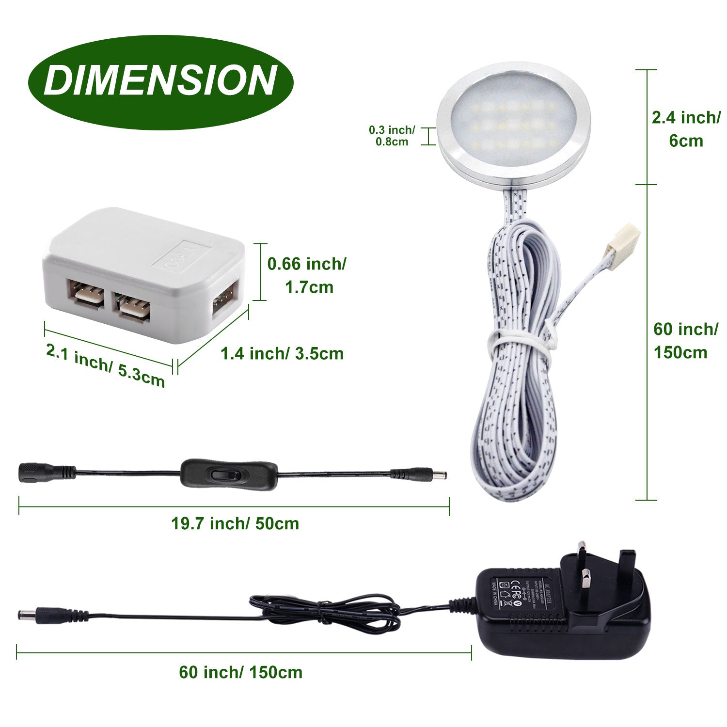 AIBOO Festverdrahtete RGB-Puck-Lichter 12 V mit kabelloser RF-Fernbedienung für die Beleuchtung der Küchentheke 