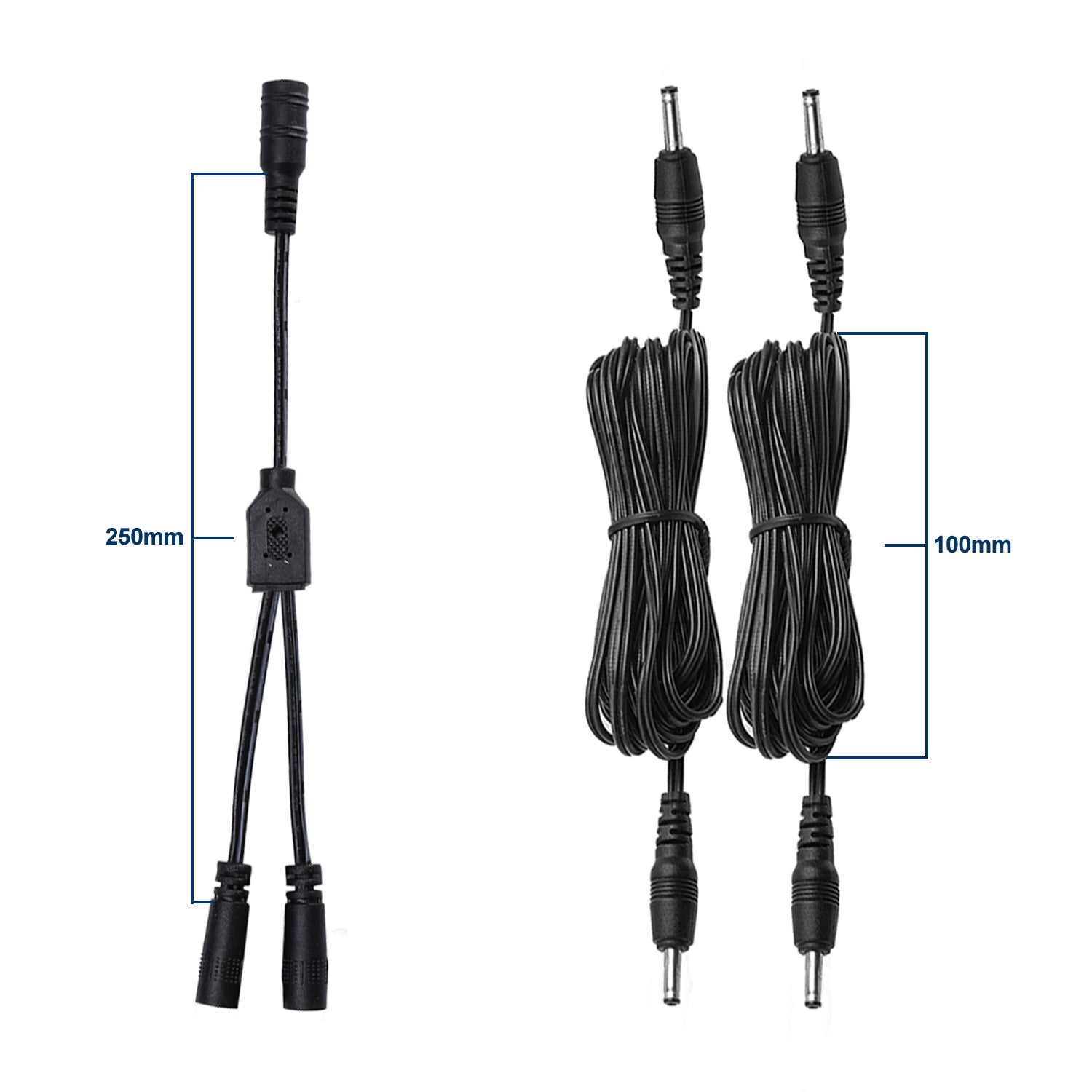 Rallonges CC 5,2 x 2,1 femelle vers 2 ports 3,5 x 1,35 mâle.