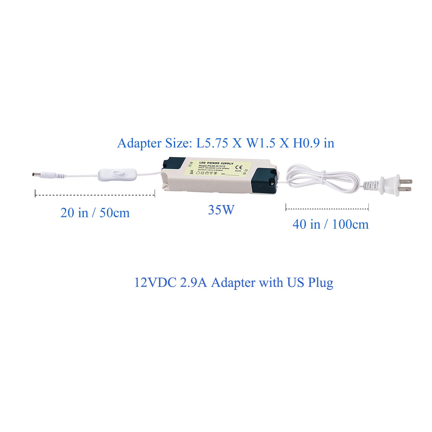 LED Power supply, 12VDC Constant Voltage Adapter for LED Strip,Cabinet Lights