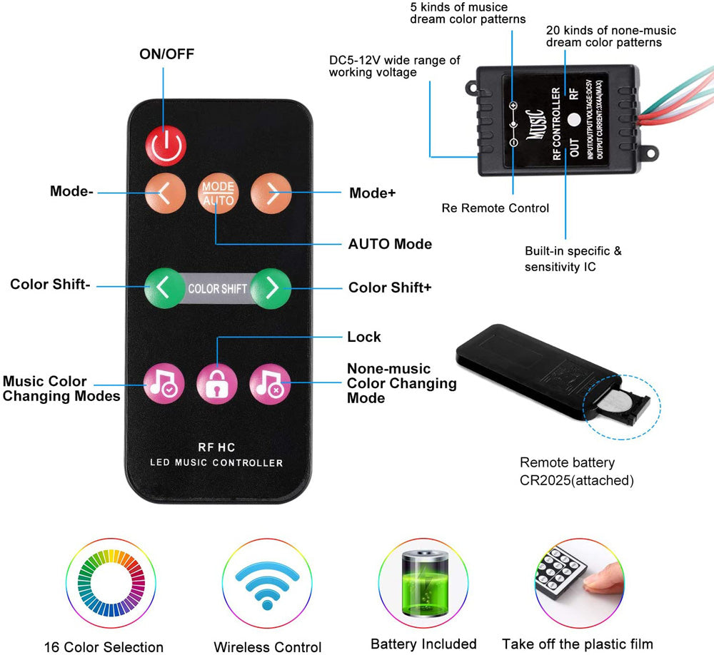 Dreamcolor LED-Lichterkette 10M 300LEDs Regenbogen-Lichterkette mit Musiksynchronisation und Fernbedienung, wasserdichte IP65-Lichterkette 