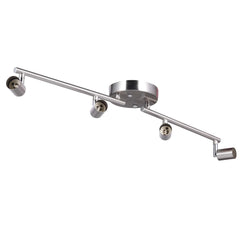 4-head LED Track Lighting Fixture, No Bulbs (GU10 Base, Satin Nickel)