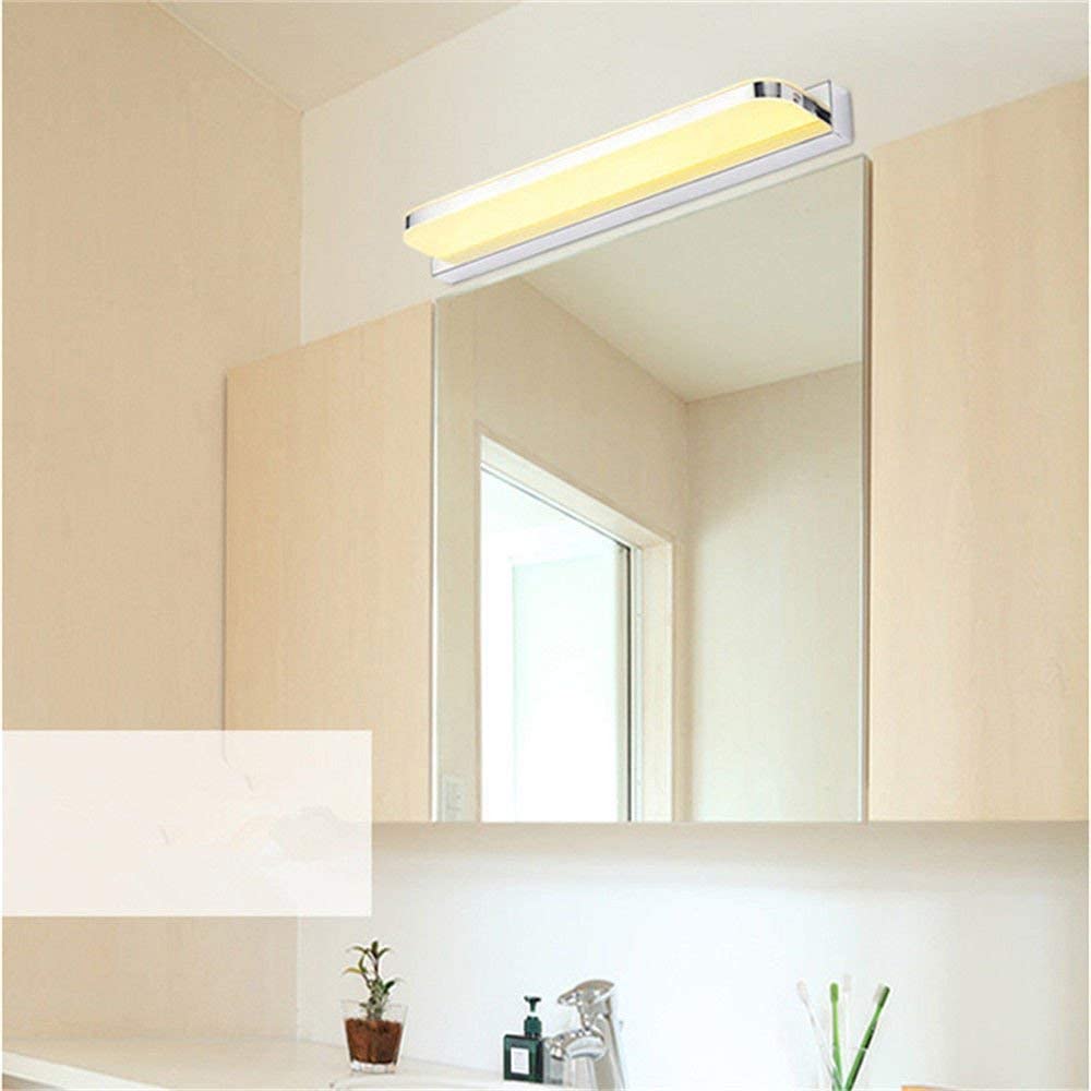 AIBOO LED Mirror Wall Light 7W, Bathroom Mirror Light IP44 Waterproof, Anti-fogging LED Mirror Front Light Stainless Steel & Acrylic Warm White 220V 42CM