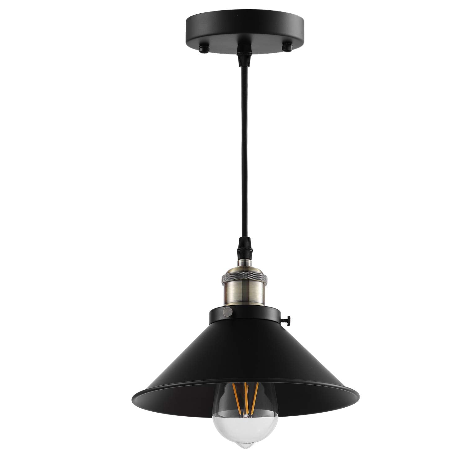 Luminaire suspendu industriel, lampe suspendue vintage à base E26, finition bronze et noire, luminaire rétro, lot de 3 (ampoules non incluses)