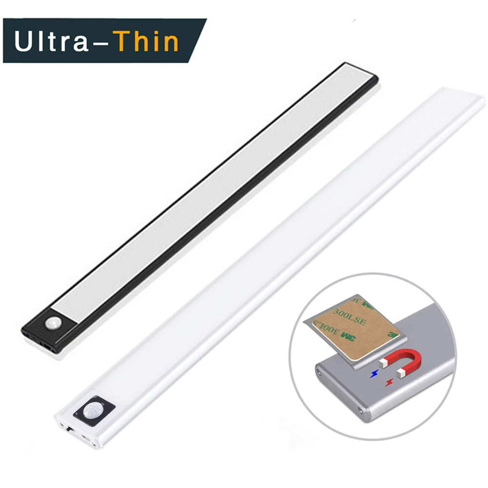 20/40CM PIR Motion Sensor LED Under Cabinet Light USB Rechargeable Wardrobe Closet Cupboard magent install Ultra-thin wall lamp