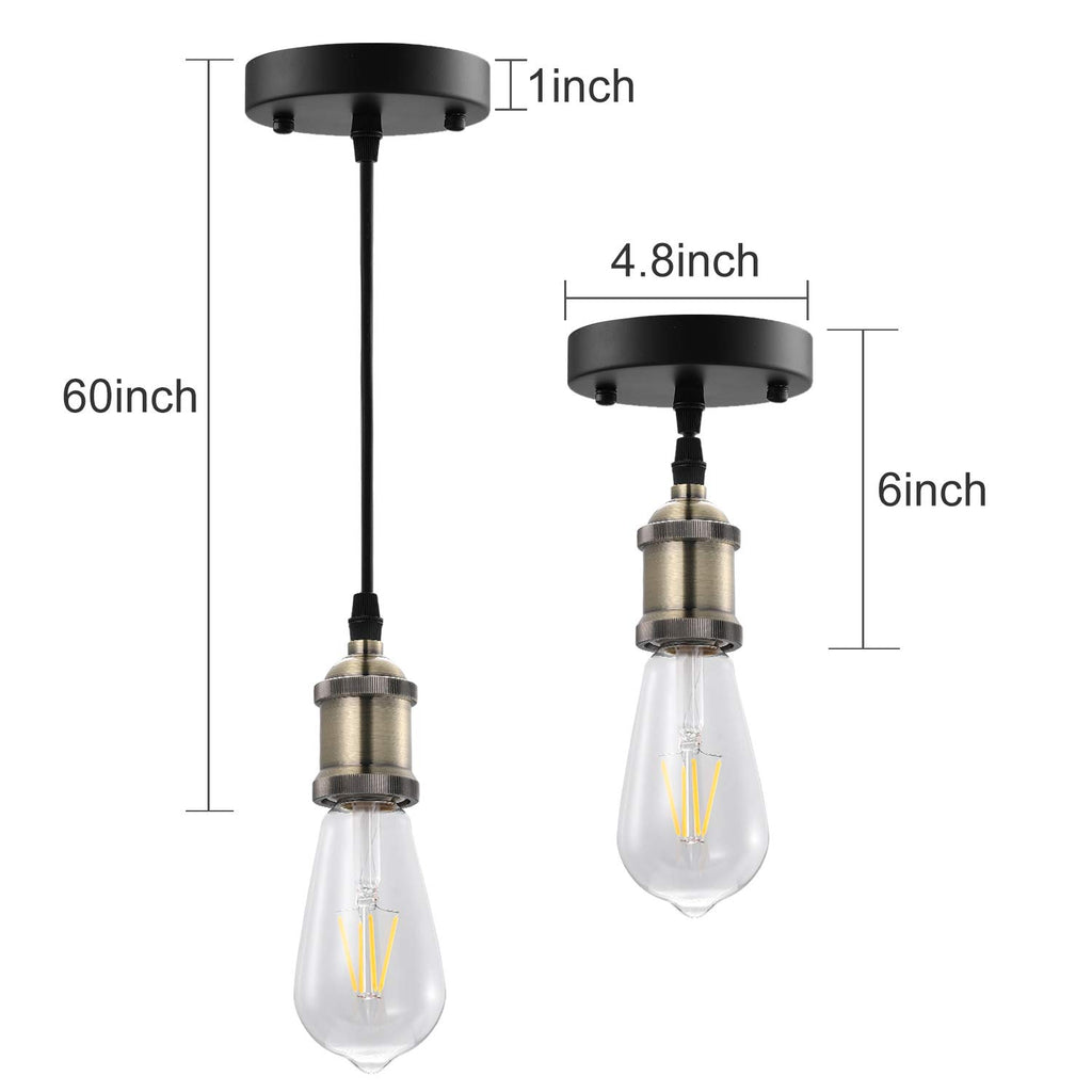 AIBOO Pendant Lighting, Bronze and Black Finish Retro Lighting Fixture E26 Base, Vintage Adjustable Hanging- Light- Kit (Bulbs not Included)