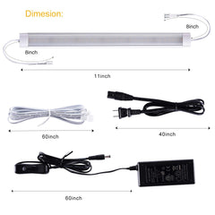 11” 24V Linkable LED Kitchen Cabinet Light with Dimmer and Adapter(2700K/6000K, 8 Lights)