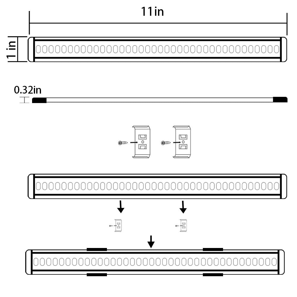 12V Linkable LED Under Cabinet Light Bar with Dimmer & Adapter(2700K/6000K, 4 Lights)